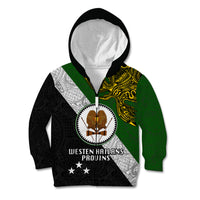 Papua New Guinea Western Highlands Province Kid Hoodie PNG Birds Of Paradise Polynesian Arty Style LT03 Zip Hoodie Green - Polynesian Pride