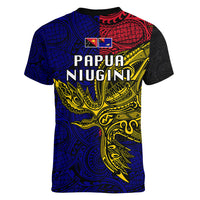 Papua New Guinea West New Britain Province Women V Neck T Shirt PNG Birds Of Paradise Polynesian Arty Style LT03 - Polynesian Pride