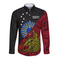 Papua New Guinea Sandaun Province Long Sleeve Button Shirt PNG Birds Of Paradise Polynesian Arty Style LT03 Unisex Red - Polynesian Pride