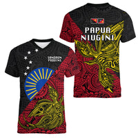 Papua New Guinea Sandaun Province Women V Neck T Shirt PNG Birds Of Paradise Polynesian Arty Style LT03 - Polynesian Pride