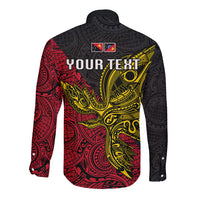 Personalised Papua New Guinea Sandaun Province Long Sleeve Button Shirt PNG Birds Of Paradise Polynesian Arty Style LT03 - Polynesian Pride