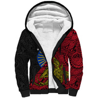 Personalised Papua New Guinea Sandaun Province Sherpa Hoodie PNG Birds Of Paradise Polynesian Arty Style LT03 Unisex Red - Polynesian Pride