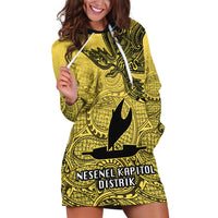 Personalised Papua New Guinea National Capital District Hoodie Dress PNG Birds Of Paradise Polynesian Arty Style LT03 Yellow - Polynesian Pride