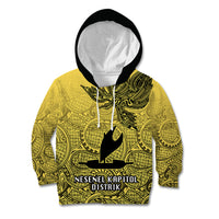 Personalised Papua New Guinea National Capital District Kid Hoodie PNG Birds Of Paradise Polynesian Arty Style LT03 Hoodie Yellow - Polynesian Pride