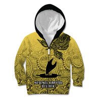 Personalised Papua New Guinea National Capital District Kid Hoodie PNG Birds Of Paradise Polynesian Arty Style LT03 Zip Hoodie Yellow - Polynesian Pride