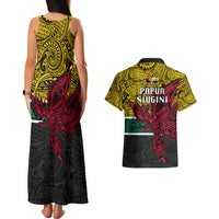 Papua New Guinea Hela Province Couples Matching Tank Maxi Dress and Hawaiian Shirt PNG Birds Of Paradise Polynesian Arty Style LT03 - Polynesian Pride