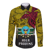 Papua New Guinea Hela Province Long Sleeve Button Shirt PNG Birds Of Paradise Polynesian Arty Style LT03 Unisex Yellow - Polynesian Pride