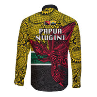 Papua New Guinea Hela Province Long Sleeve Button Shirt PNG Birds Of Paradise Polynesian Arty Style LT03 - Polynesian Pride