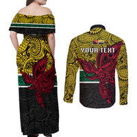 Personalised Papua New Guinea Hela Province Couples Matching Off Shoulder Maxi Dress and Long Sleeve Button Shirts PNG Birds Of Paradise Polynesian Arty Style LT03 - Polynesian Pride