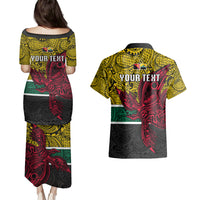 Personalised Papua New Guinea Hela Province Couples Matching Puletasi Dress and Hawaiian Shirt PNG Birds Of Paradise Polynesian Arty Style LT03 - Polynesian Pride