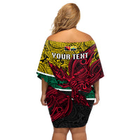 Personalised Papua New Guinea Hela Province Off Shoulder Short Dress PNG Birds Of Paradise Polynesian Arty Style LT03 - Polynesian Pride