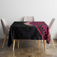 Hawaiian Tropical Plumeria Art Polynesian Tattoo Tablecloth Black and Bright Pink Color
