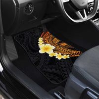 Hawaiian Tropical Plumeria Art Polynesian Tattoo Car Mats Black and Autumn Color Theme