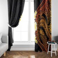 Hawaiian Tropical Plumeria Art Polynesian Tattoo Window Curtain Black and Autumn Color Theme