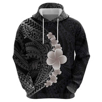 Hawaiian Tropical Plumeria Art Polynesian Tattoo Zip Hoodie Grayscale Color LT03 - Polynesian Pride