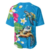 Hawaiian Tropical Flower and Honu Under Blue Water Baseball Jersey