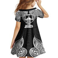 New Zealand Rugby Family Matching Short Sleeve Bodycon Dress and Hawaiian Shirt Aotearoa Champion Cup History with Haka Dance LT03 - Polynesian Pride
