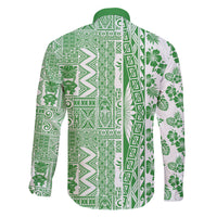Hawaii Family Matching Puletasi Dress and Hawaiian Shirt Aloha Tropical Plants Tribal Pattern Green Version LT03 - Polynesian Pride