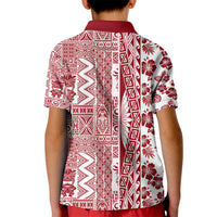 Hawaii Kid Polo Shirt Aloha Tropical Plants Tribal Pattern Red Version LT03 - Polynesian Pride