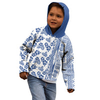 Hawaii Kid Hoodie Aloha Tropical Plants Tribal Pattern Blue Version LT03 - Polynesian Pride