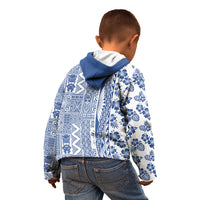 Hawaii Kid Hoodie Aloha Tropical Plants Tribal Pattern Blue Version LT03 - Polynesian Pride