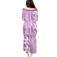 Hawaii Family Matching Puletasi Dress and Hawaiian Shirt Aloha Tropical Plants Tribal Pattern Pink Version LT03 - Polynesian Pride