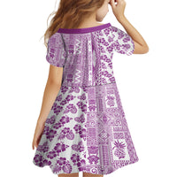 Hawaii Kid Short Sleeve Dress Aloha Tropical Plants Tribal Pattern Pink Version LT03 - Polynesian Pride
