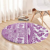 Hawaii Round Carpet Aloha Tropical Plants Tribal Pattern Pink Version LT03 - Polynesian Pride