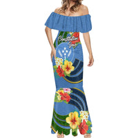 Kosrae Constitution Day Mermaid Dress Hibiscus Mix Maori Tattoo Pattern LT03 - Polynesian Pride