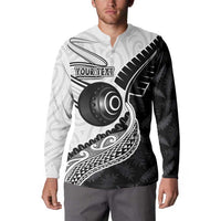 Personalised Aotearoa Lawn Bowls Button Sweatshirt Maori and Silver Fern Half Style - Polynesian Pride
