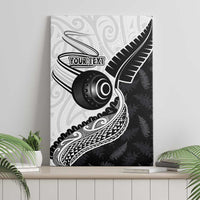Personalised Aotearoa Lawn Bowls Canvas Wall Art Maori and Silver Fern Half Style - Polynesian Pride