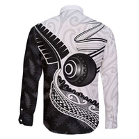 Personalised Aotearoa Lawn Bowls Family Matching Off The Shoulder Long Sleeve Dress and Hawaiian Shirt Maori and Silver Fern Half Style - Polynesian Pride