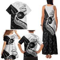Personalised Aotearoa Lawn Bowls Family Matching Tank Maxi Dress and Hawaiian Shirt Maori and Silver Fern Half Style - Polynesian Pride