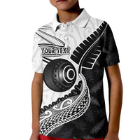 Personalised Aotearoa Lawn Bowls Kid Polo Shirt Maori and Silver Fern Half Style - Polynesian Pride