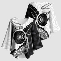 Personalised Aotearoa Lawn Bowls Kimono Sleeve Blouse Maori and Silver Fern Half Style - Polynesian Pride