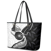Personalised Aotearoa Lawn Bowls Leather Tote Bag Maori and Silver Fern Half Style - Polynesian Pride