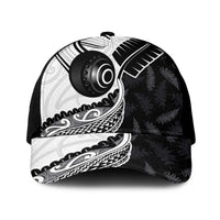 Aotearoa Lawn Bowls Mesh Trucker Cap Maori and Silver Fern Half Style LT03 One Size Black White - Polynesian Pride
