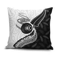 Personalised Aotearoa Lawn Bowls Pillow Cover Maori and Silver Fern Half Style - Polynesian Pride