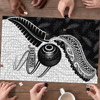 Personalised Aotearoa Lawn Bowls Puzzle Maori and Silver Fern Half Style LT03 - Polynesian Pride
