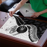 Personalised Aotearoa Lawn Bowls Puzzle Maori and Silver Fern Half Style LT03 - Polynesian Pride