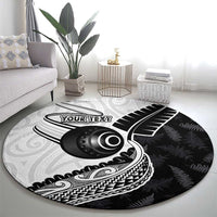 Personalised Aotearoa Lawn Bowls Round Carpet Maori and Silver Fern Half Style - Polynesian Pride