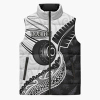 Personalised Aotearoa Lawn Bowls Sleeveless Puffer Jacket Maori and Silver Fern Half Style - Polynesian Pride