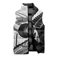Personalised Aotearoa Lawn Bowls Sleeveless Puffer Jacket Maori and Silver Fern Half Style - Polynesian Pride