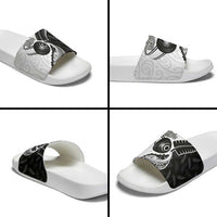 Personalised Aotearoa Lawn Bowls Slide Sandals Maori and Silver Fern Half Style - Polynesian Pride