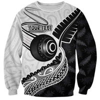 Personalised Aotearoa Lawn Bowls Sweatshirt Maori and Silver Fern Half Style LT03 Unisex White - Polynesian Pride