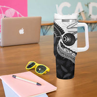 Personalised Aotearoa Lawn Bowls Tumbler With Handle Maori and Silver Fern Half Style - Polynesian Pride