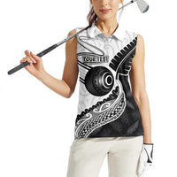 Personalised Aotearoa Lawn Bowls Women Sleeveless Polo Shirt Maori and Silver Fern Half Style - Polynesian Pride