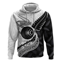 Personalised Aotearoa Lawn Bowls Zip Hoodie Maori and Silver Fern Half Style - Polynesian Pride
