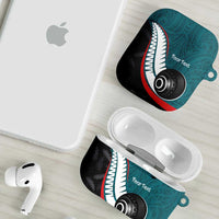 Personalised Aotearoa Lawn Bowls AirPods Case Maori and Silver Fern Sporty Style Teal Color LT03 - Polynesian Pride