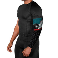 Personalised Aotearoa Lawn Bowls Arm Sleeves Maori and Silver Fern Sporty Style Teal Color - Polynesian Pride